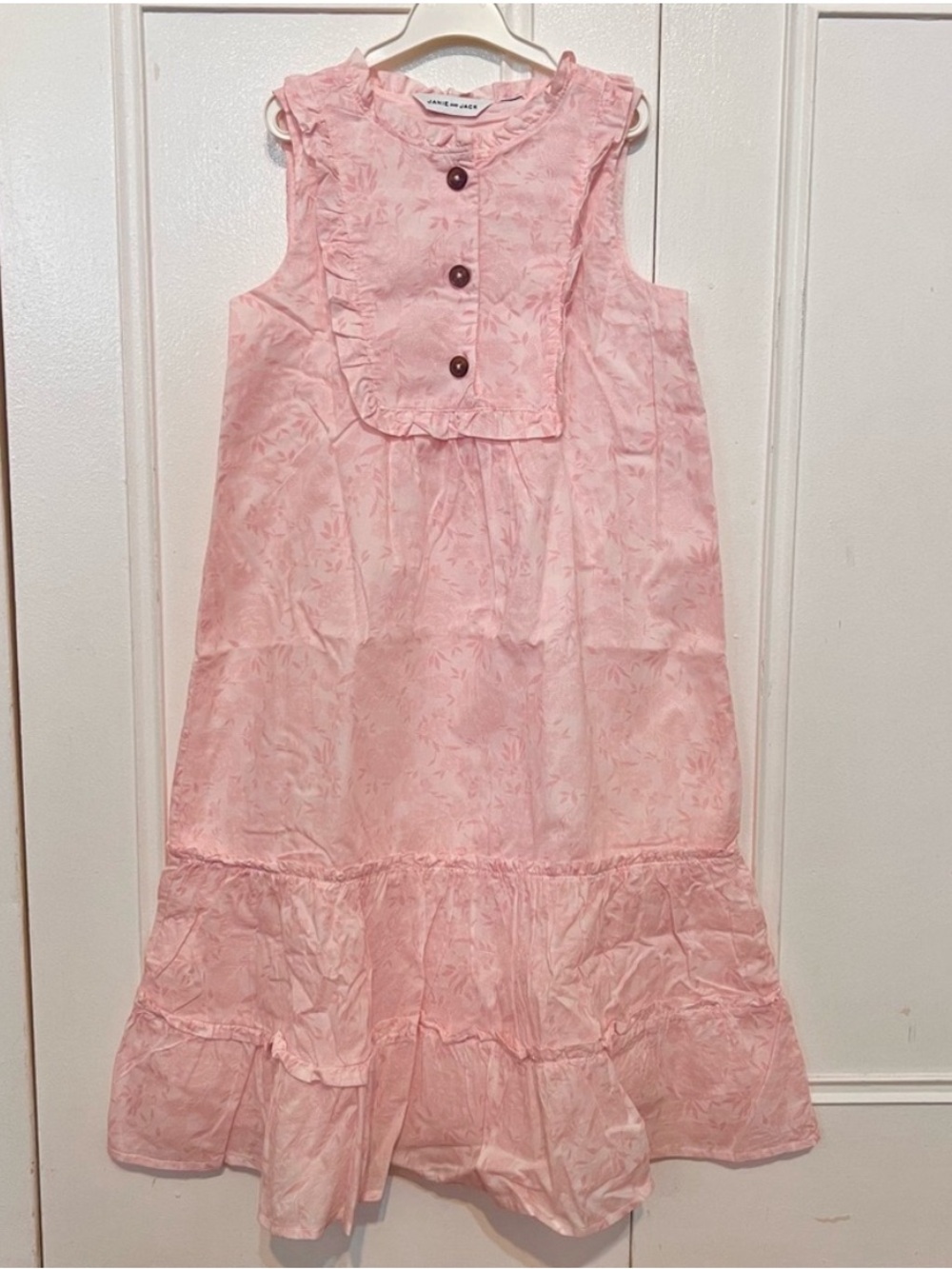 Janie and Jack Casual Pink Ruffle Bib Maxi Dress for Girls